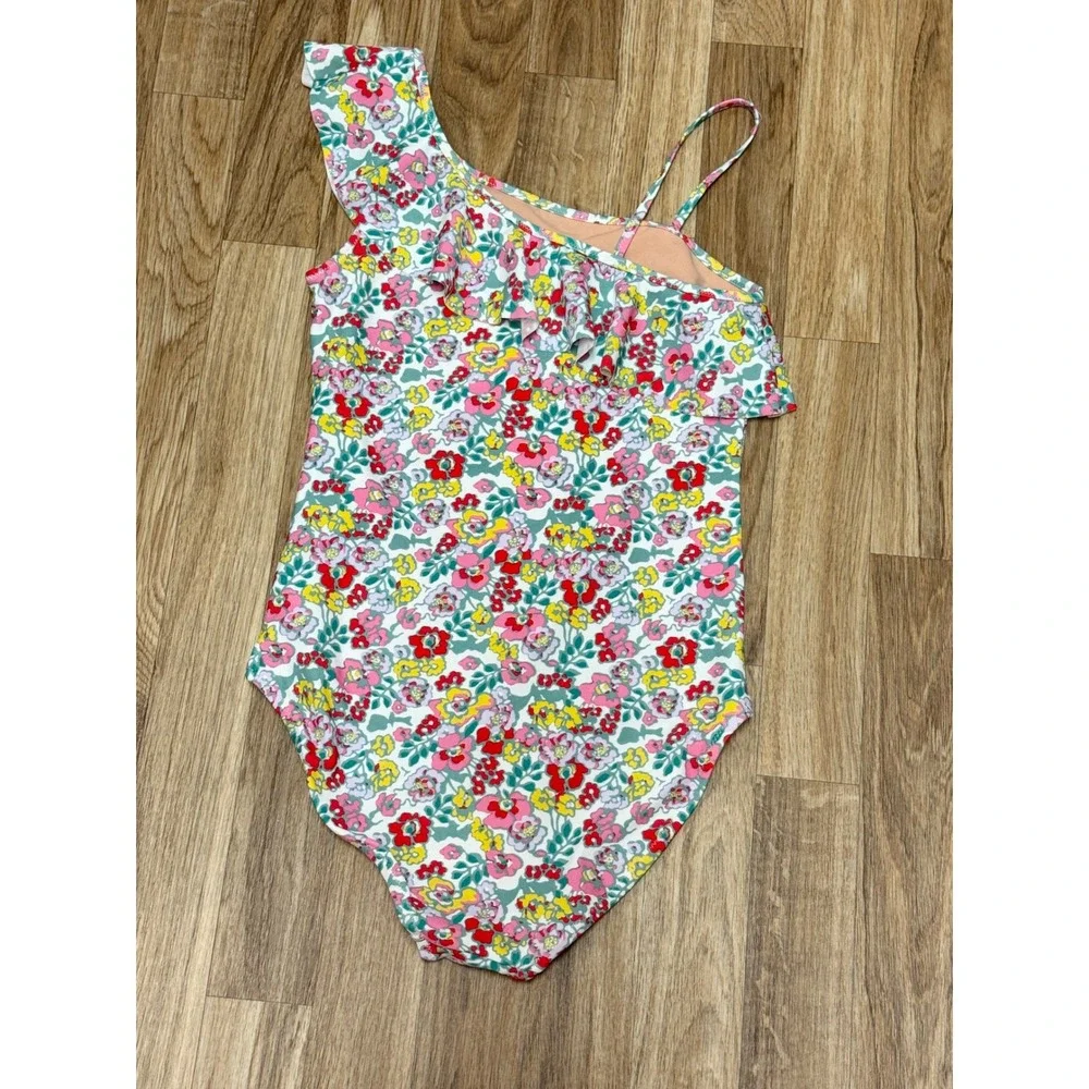 Crewcuts J.Crew Girls Floral One-Shoulder Ruffle Swimsuit One-Piece Size 14 NWT